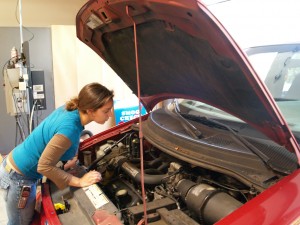 Expert technicians smogging cars.  We have two bays for quick service.